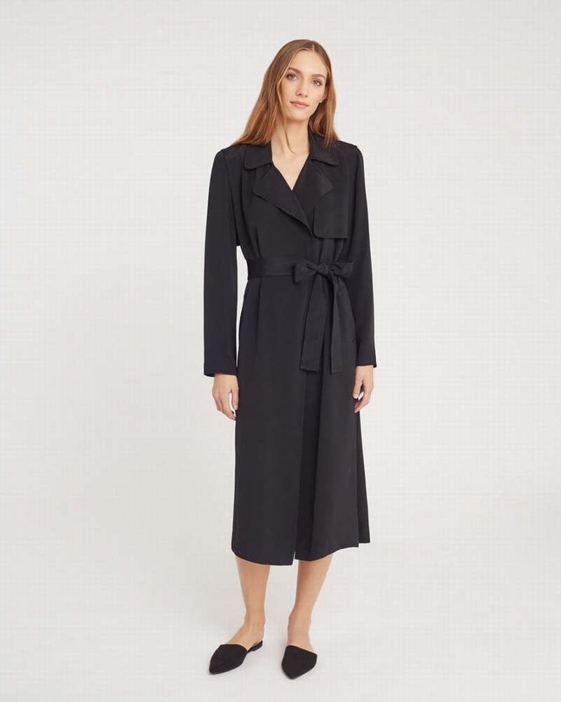 Wiatrówka Damskie Cuyana Silk Klasyczne Trench Czarne | BVR9899ZN