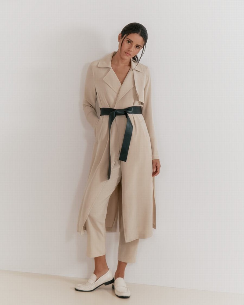 Wiatrówka Damskie Cuyana Silk Klasyczne Trench Brązowe | VME2122BD