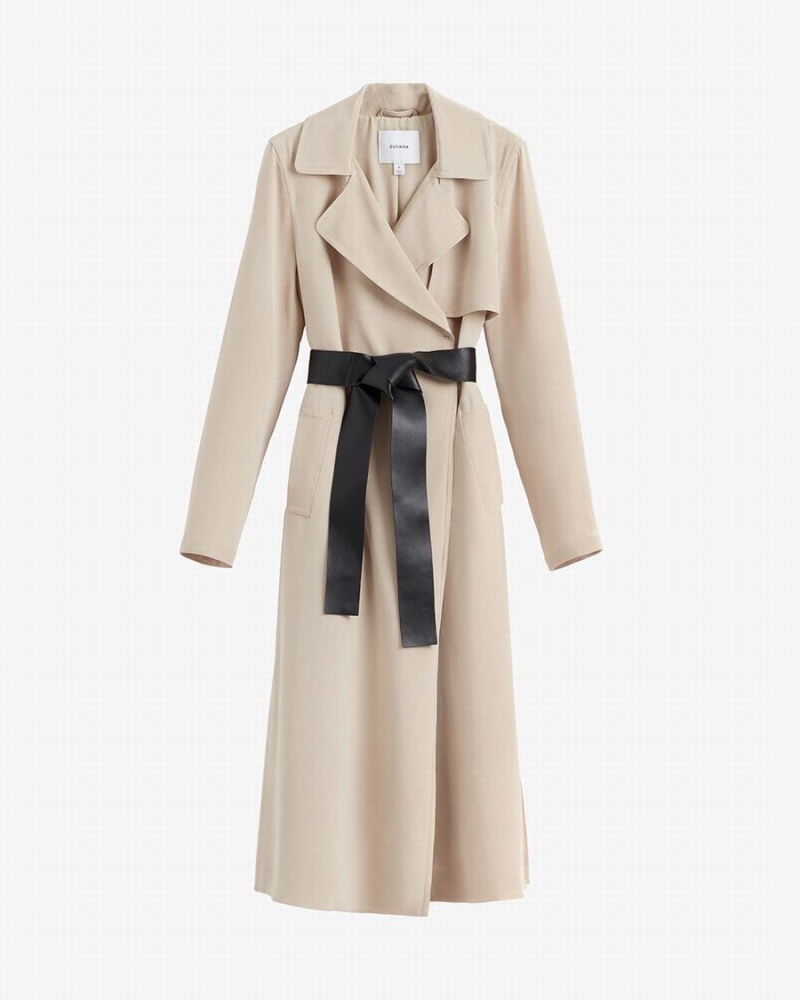 Wiatrówka Damskie Cuyana Silk Klasyczne Trench Brązowe | VME2122BD